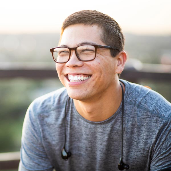 man smiling outside